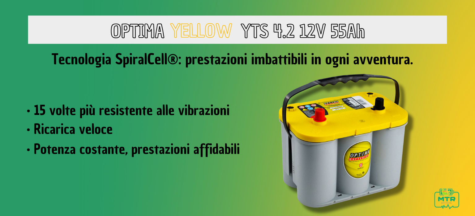 Batteria Optima Yellow YTS 4.2 – 12V 55Ah: Potenza e Affidabilità per Ogni Avventura